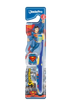Escova De Dente Infantil Jadepro Superman Macia Com Protetor