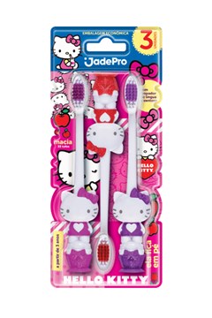 Escova De Dente Infantil Jadepro Hello Kitty 3d Macia Com 3un