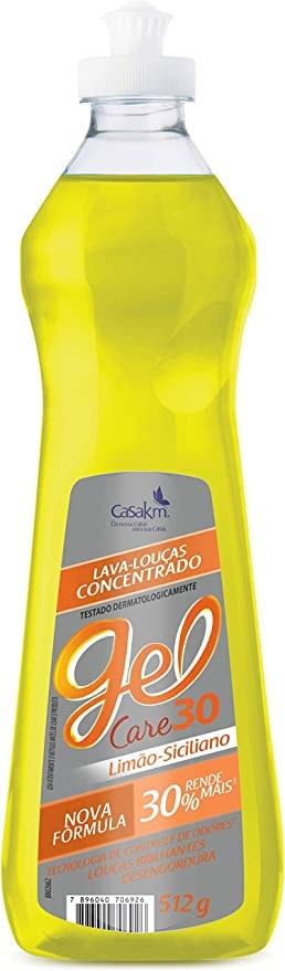 Lava Louças Liquido Concentrado Gel Care 30 Limão Siciliano 512g