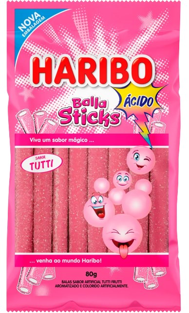 Bala Sticks Haribo Tutti Ácido 80g
