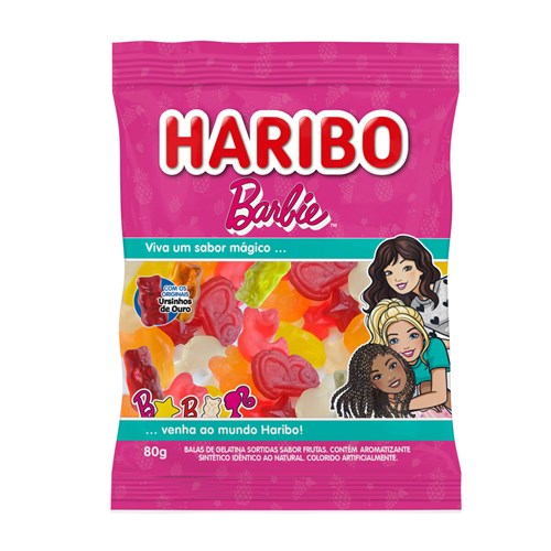 Bala Gelatina Haribo Barbie Ursinhos De Ouro Frutas Sortidas 80g