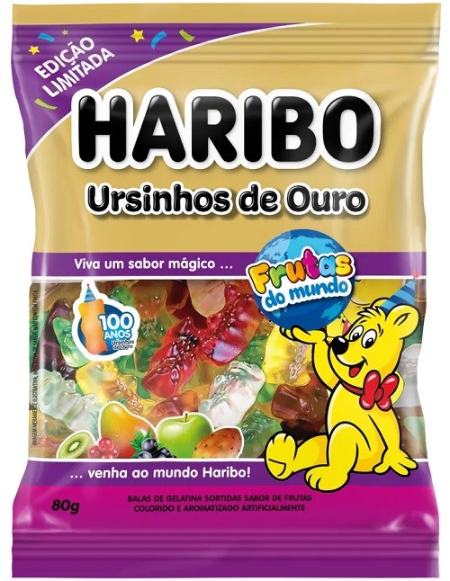 Bala Gelatina Haribo Ursinhos De Ouro Frutas Do Mundo 80g