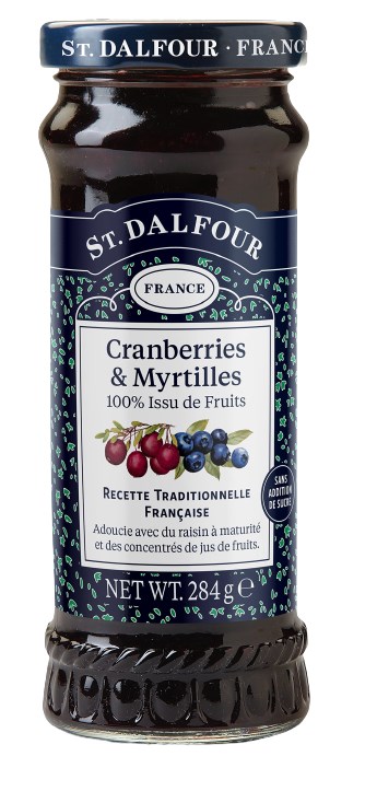 Geleia Francesa St. Dalfour De Cranberry E Mirtilo Sem Adiçao De Açucar 284g