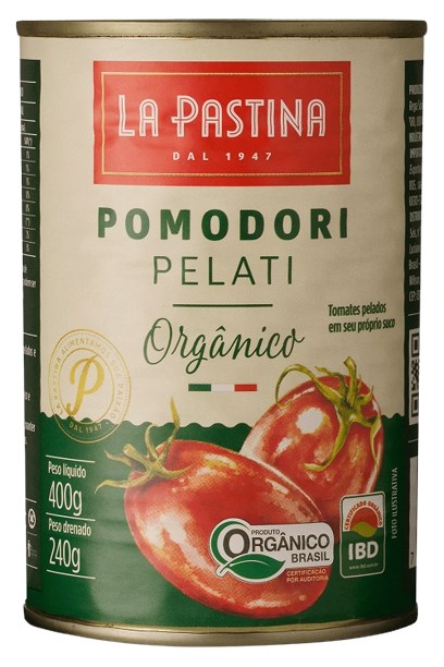 Tomate Italiano La Pastina Pomodori Pelati Orgânico 400g