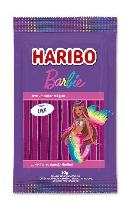 Bala Sticks Haribo Barbie Uva 80g