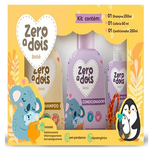 Kit Banho Zero A Dois Shampoo, Condicionador E Colonia Bebe