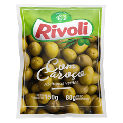 Azeitonas Verdes Com Caroço Rivoli Sachê 80g